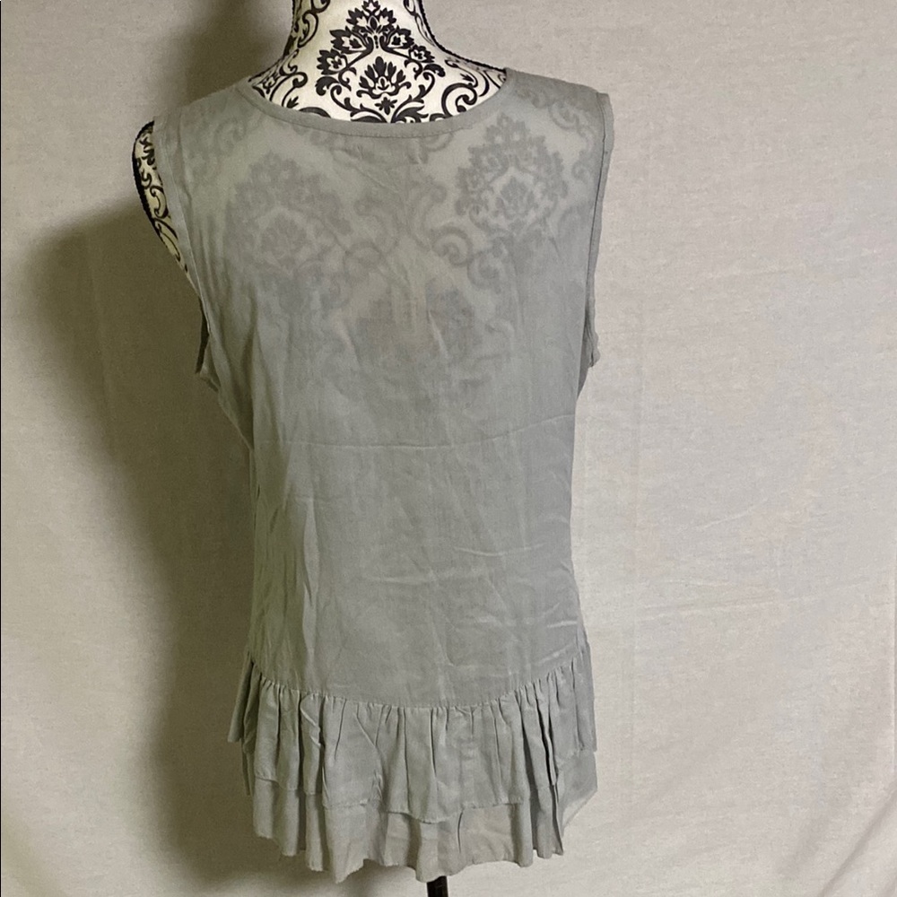 Soft Blue Ruffled Pleated Blouse - Picture 5 of 9
